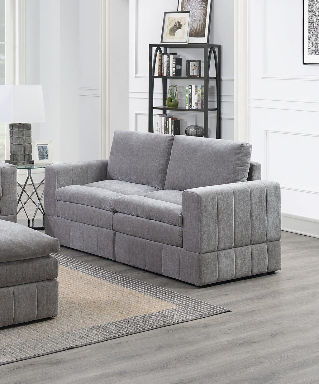 LAF RAF Modular Sectional Chair Granite Morgan Suede Fabric