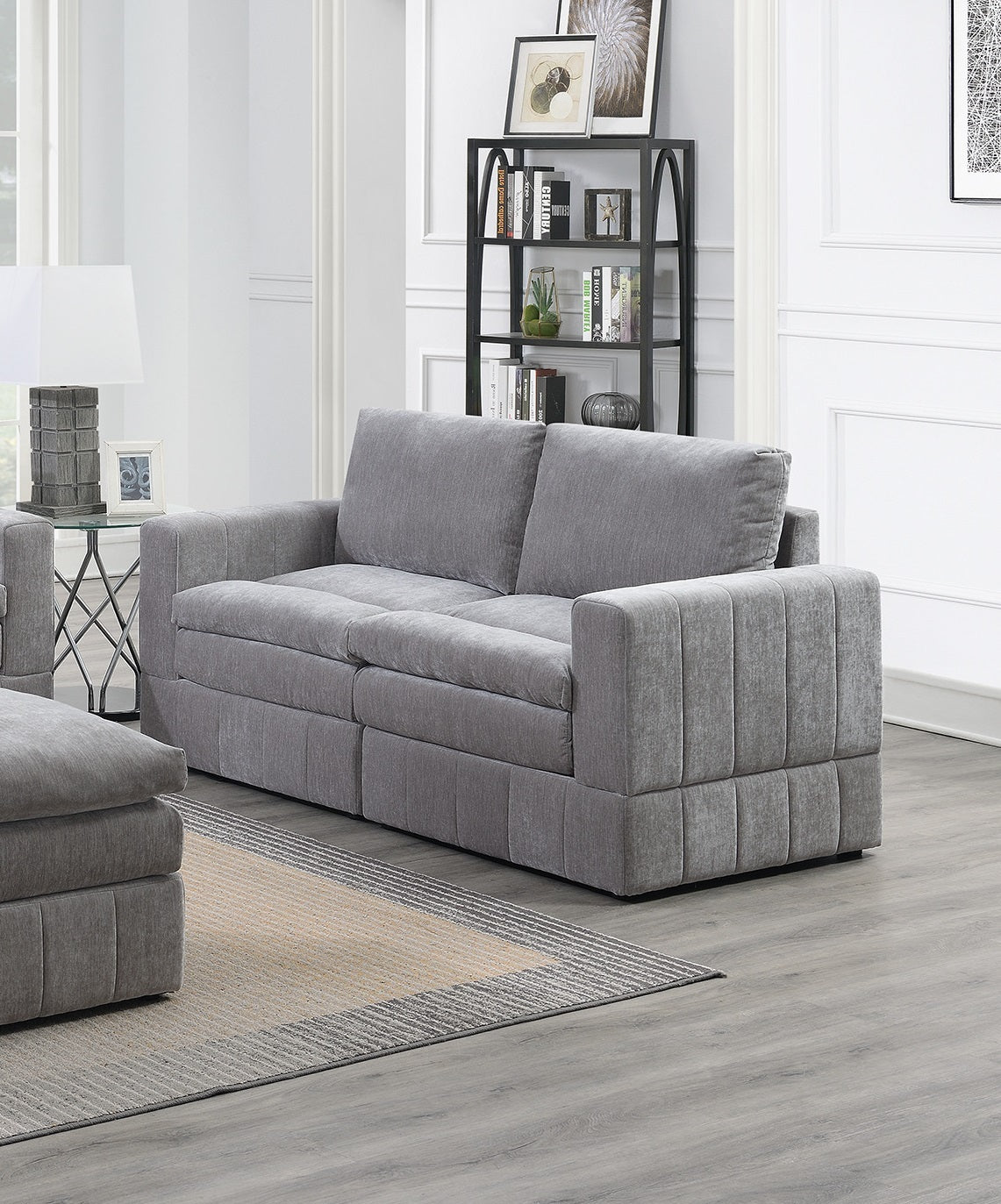 LAF RAF Modular Sectional Chair Granite Morgan Suede Fabric