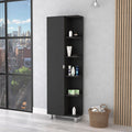 Linen Cabinet with Mirror - Open Shelves - Space Saving - Black