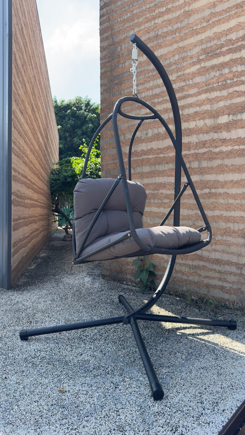 Wicker Rattan Swing Egg Chair with Stand Indoor Outdoor