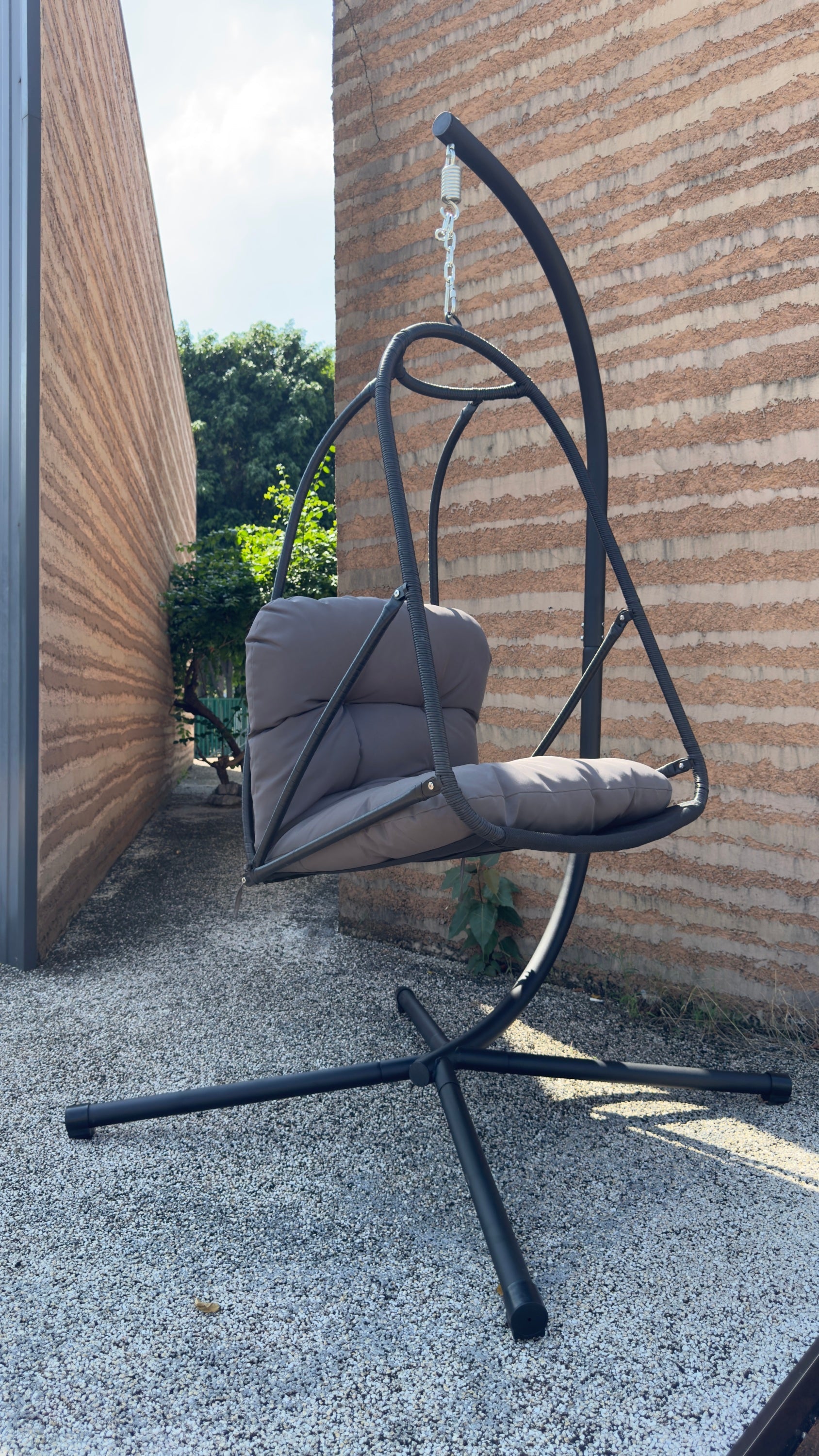 Wicker Rattan Swing Egg Chair with Stand Indoor Outdoor