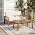 2-Piece Outdoor Sofa Set with Loveseat, Coffee Table & Cushions