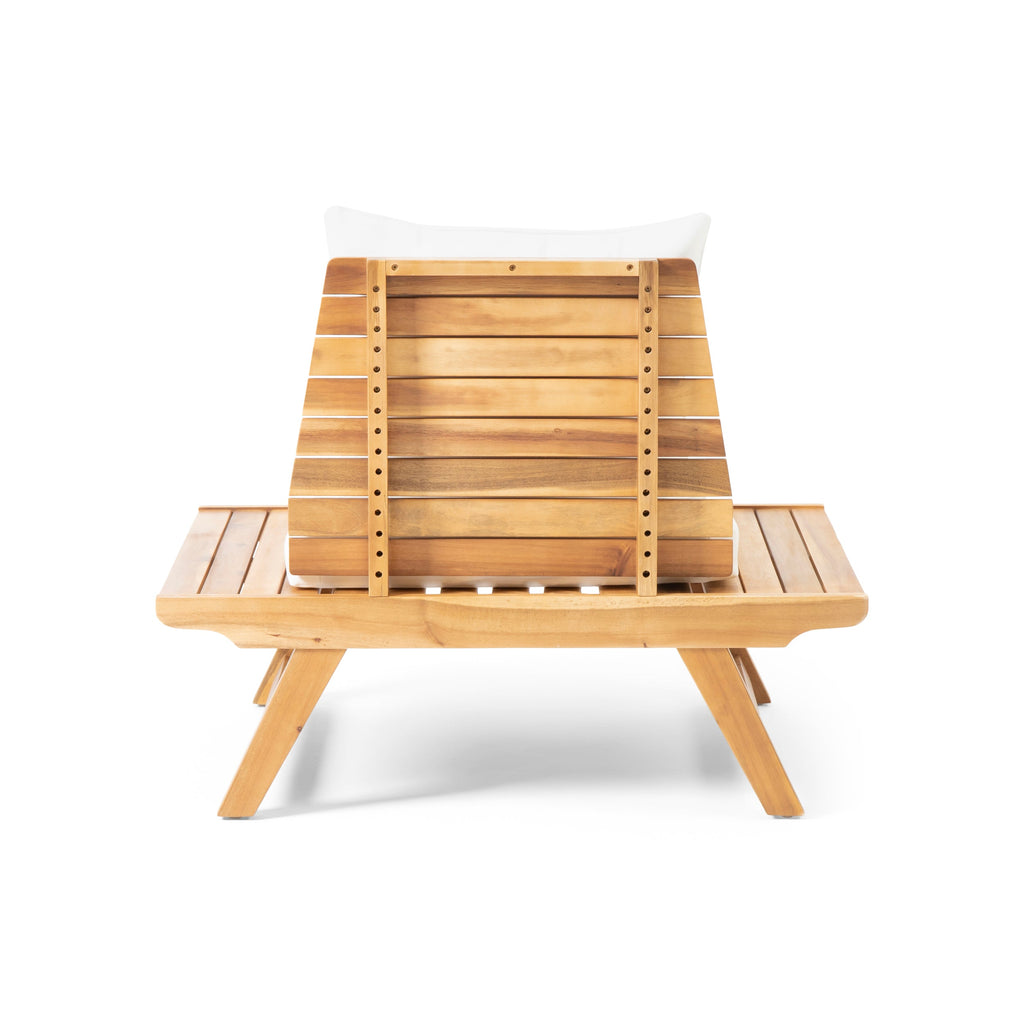 Outdoor Club Chair Acacia Wood Teak Slatted Design Wide Seat 37x28.25x29.5 In