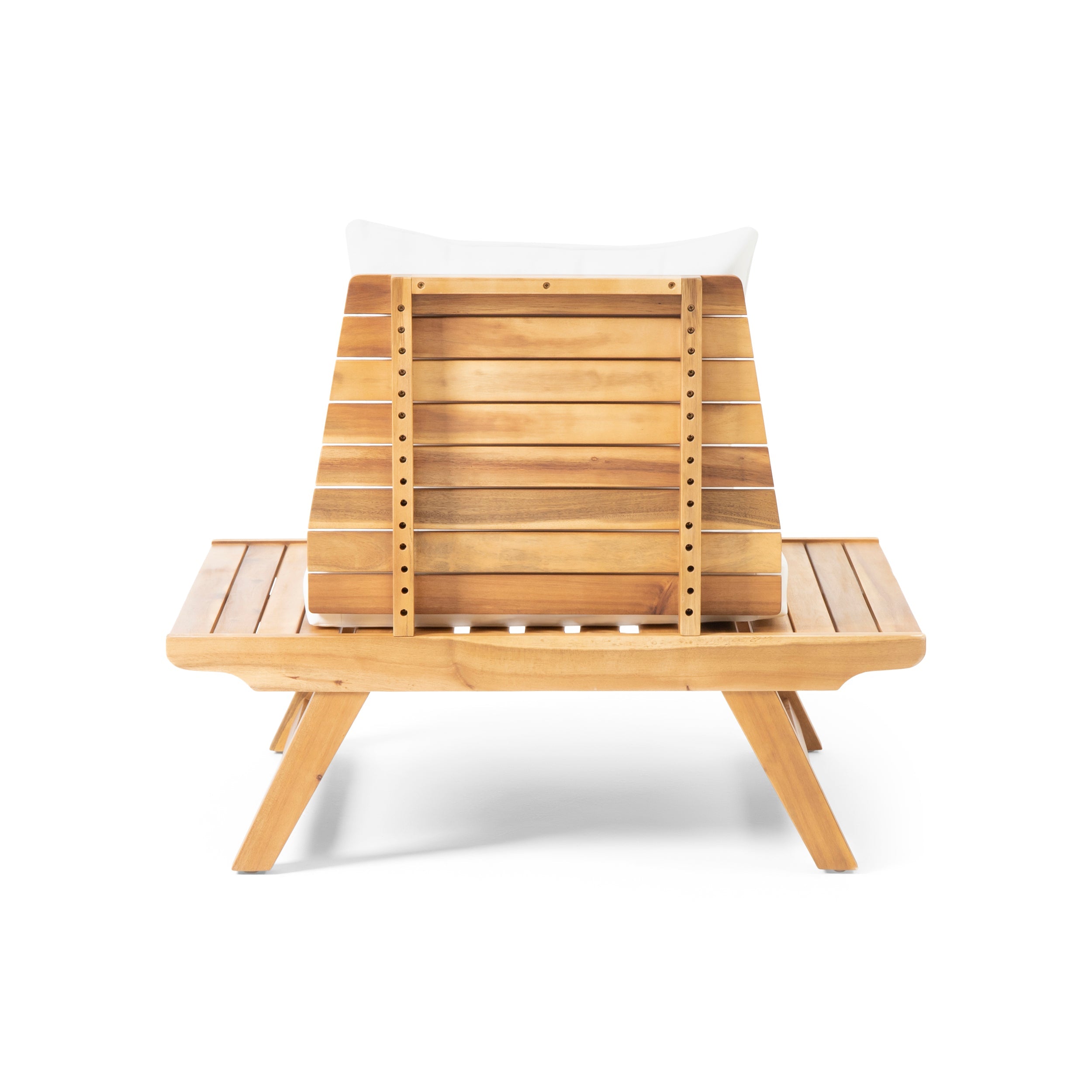Outdoor Club Chair Acacia Wood Teak Slatted Design Wide Seat 37x28.25x29.5 In