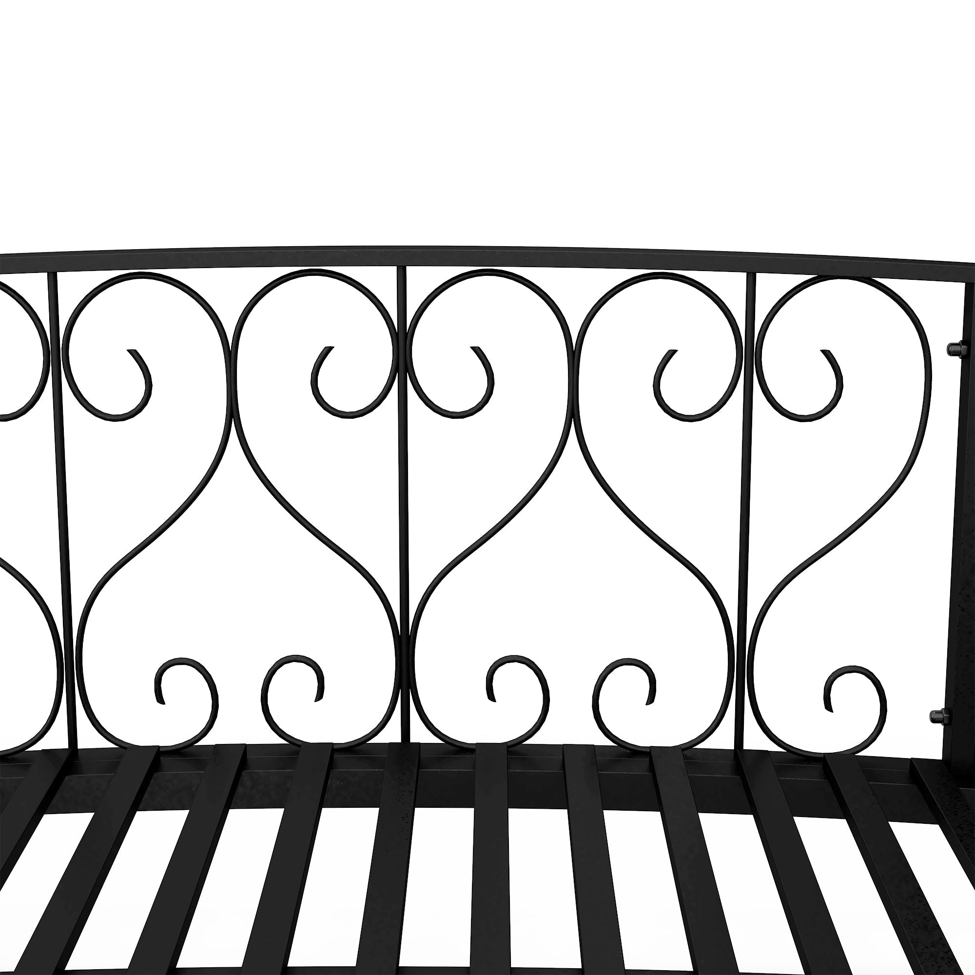 7' Metal Arch Garden Bridge with Safety Siderails Black