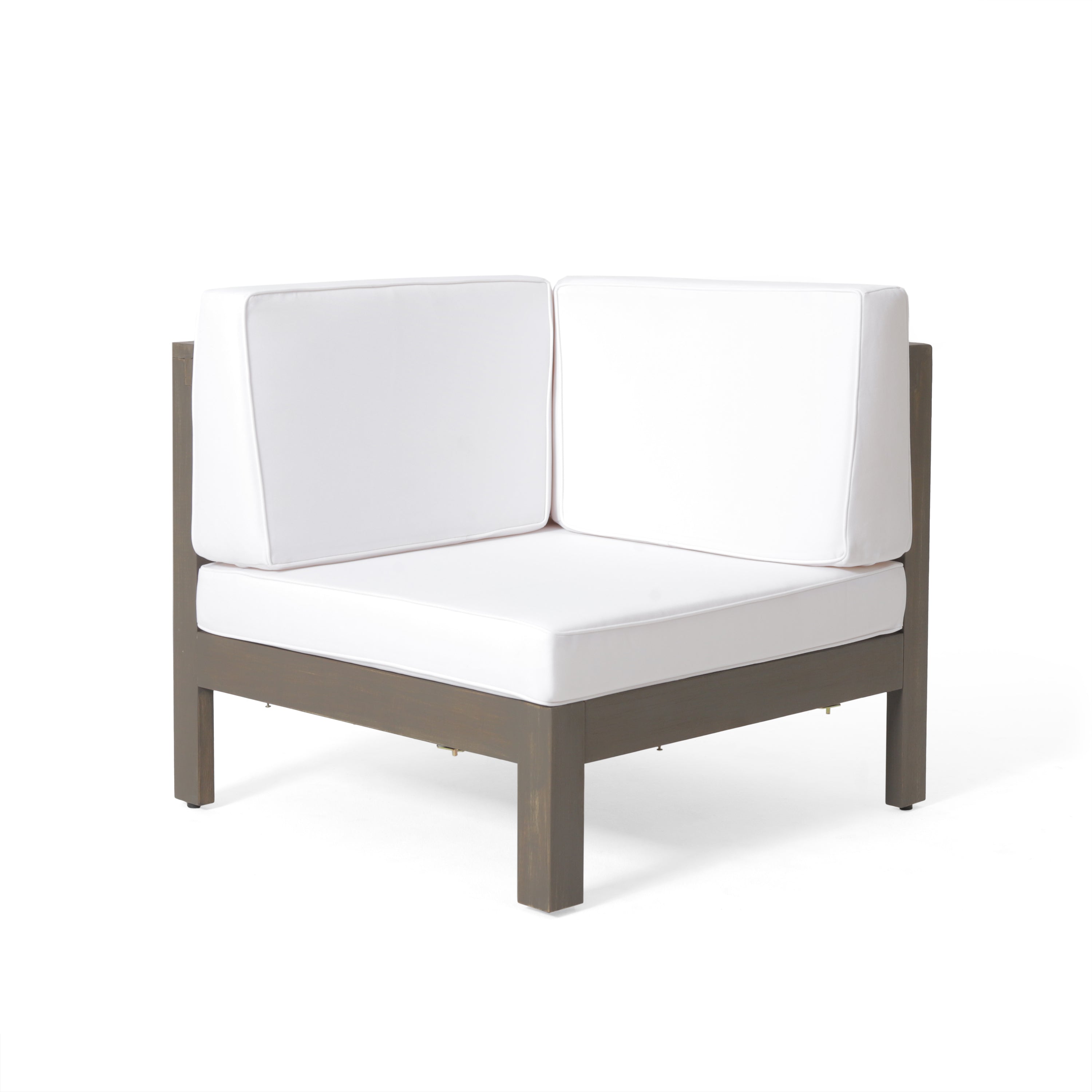 Outdoor Sectional Set Acacia Wood White V-Shape 4 Piece 600 LB