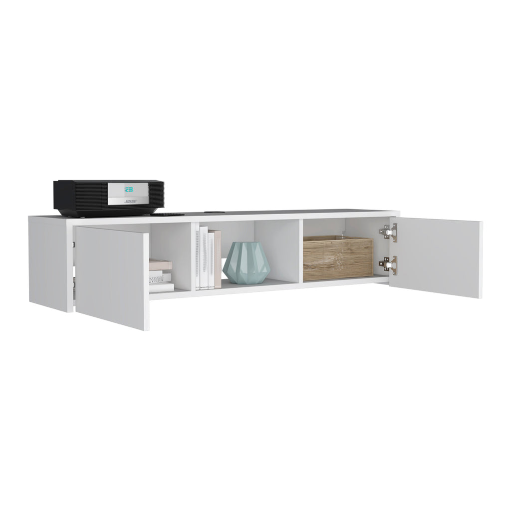 Glen Floating TV Stand with Side Doors and Media Shelf