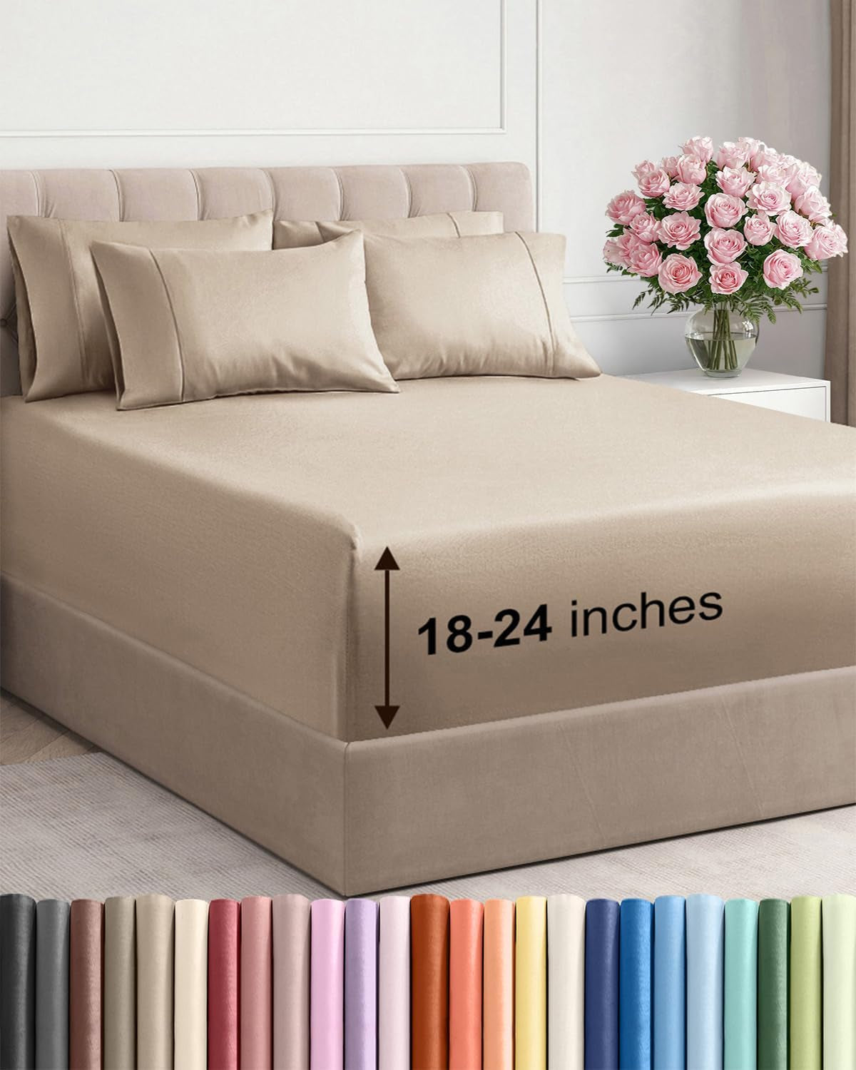 Extra Deep Pocket Sheet Set 4 Piece Breathable Soft Cooling Bedding Wrinkle Free