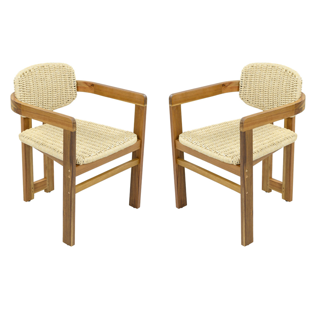Outdoor Woven Rattan Accent Chairs Set - 2 Person Patio Seating