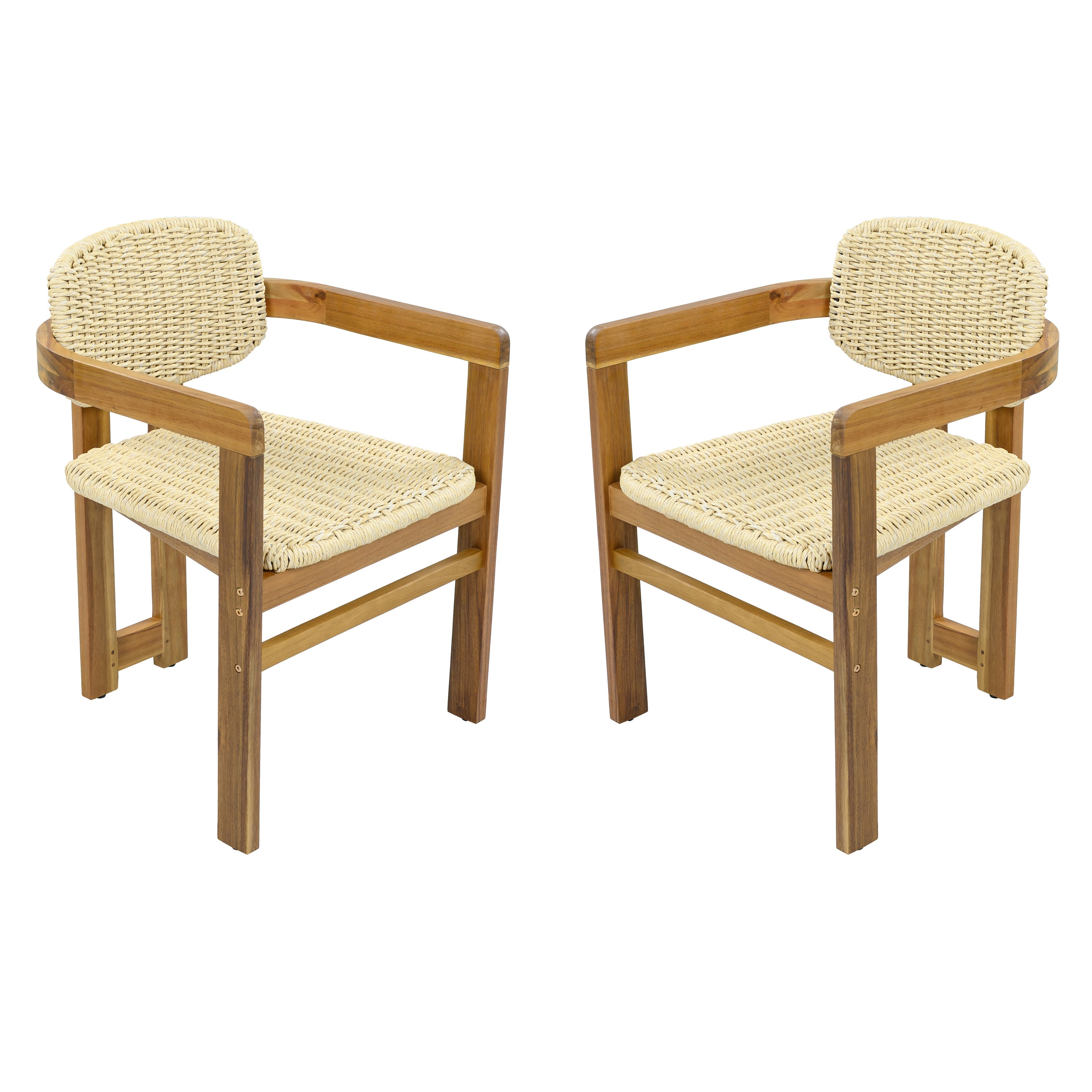 Outdoor Woven Rattan Accent Chairs Set - 2 Person Patio Seating