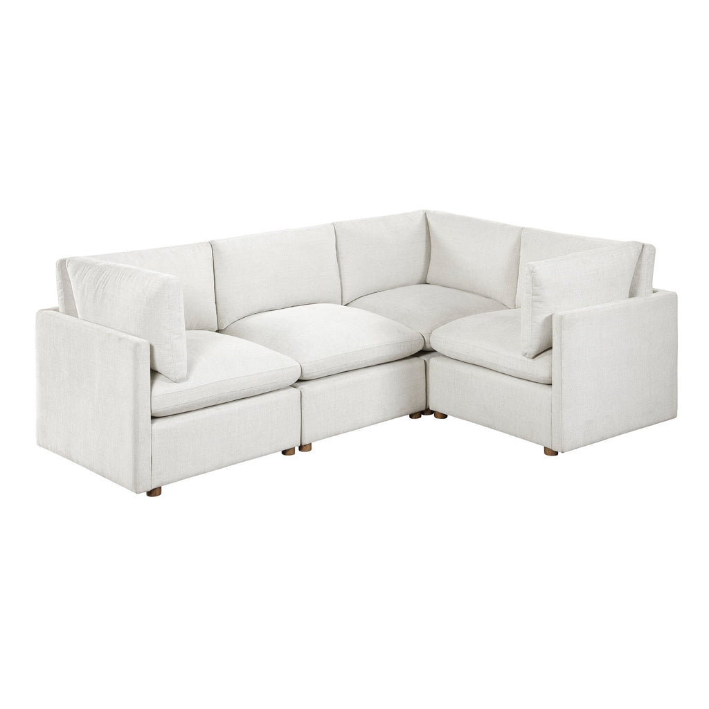 Modern 4-Piece Modular Sectional Beige Fabric Armless