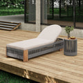 Outdoor Rope Chaise Lounge Set, Adjustable Backrest, Teak Table