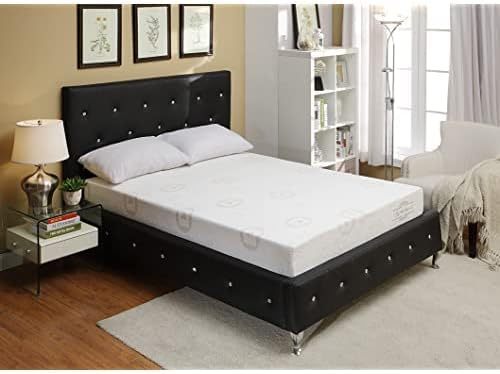 Queen Size Green Tea Memory Foam Mattress, White Polyester