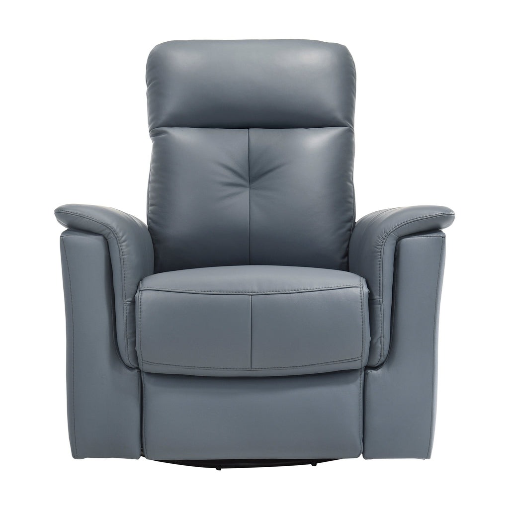 Blue Gray Leather Reclining Swivel Glider Chair