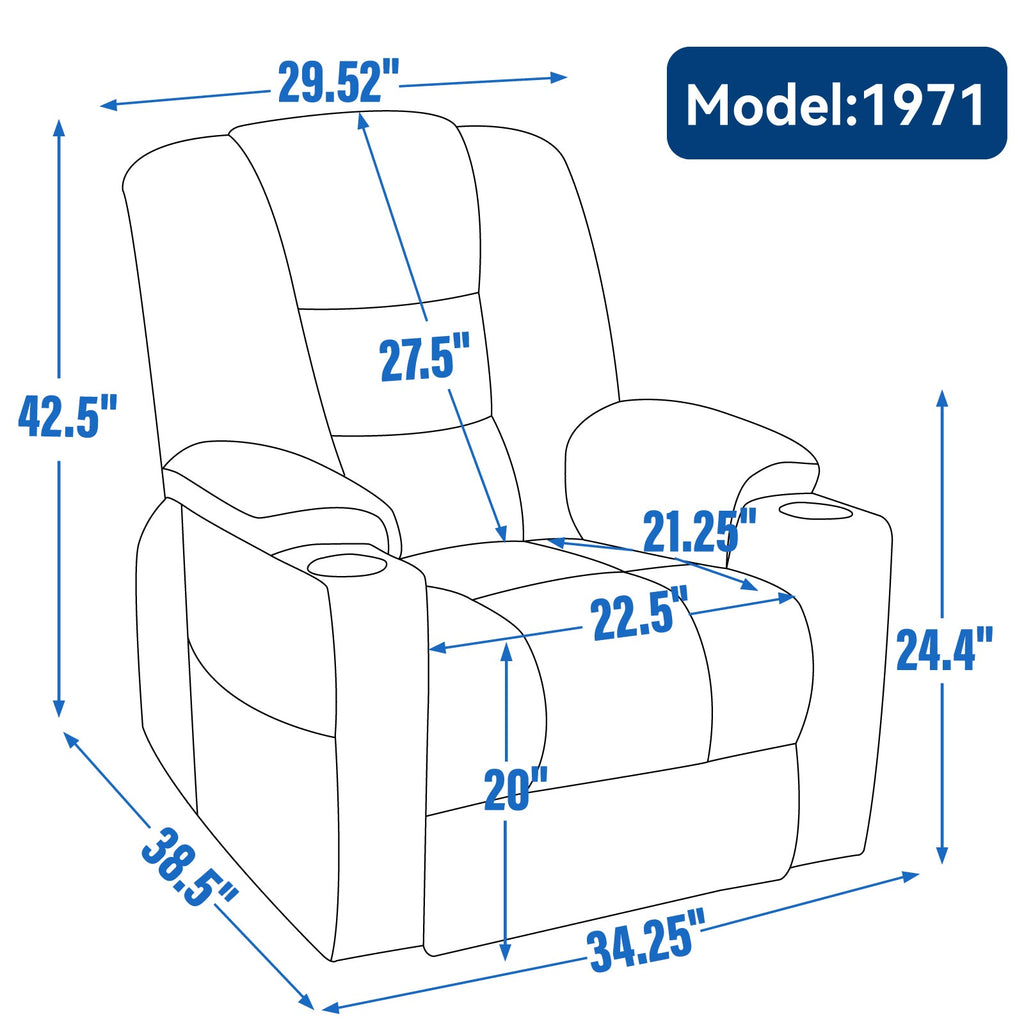 Power Lift Recliner Chair Massage Heat USB Ports Beige