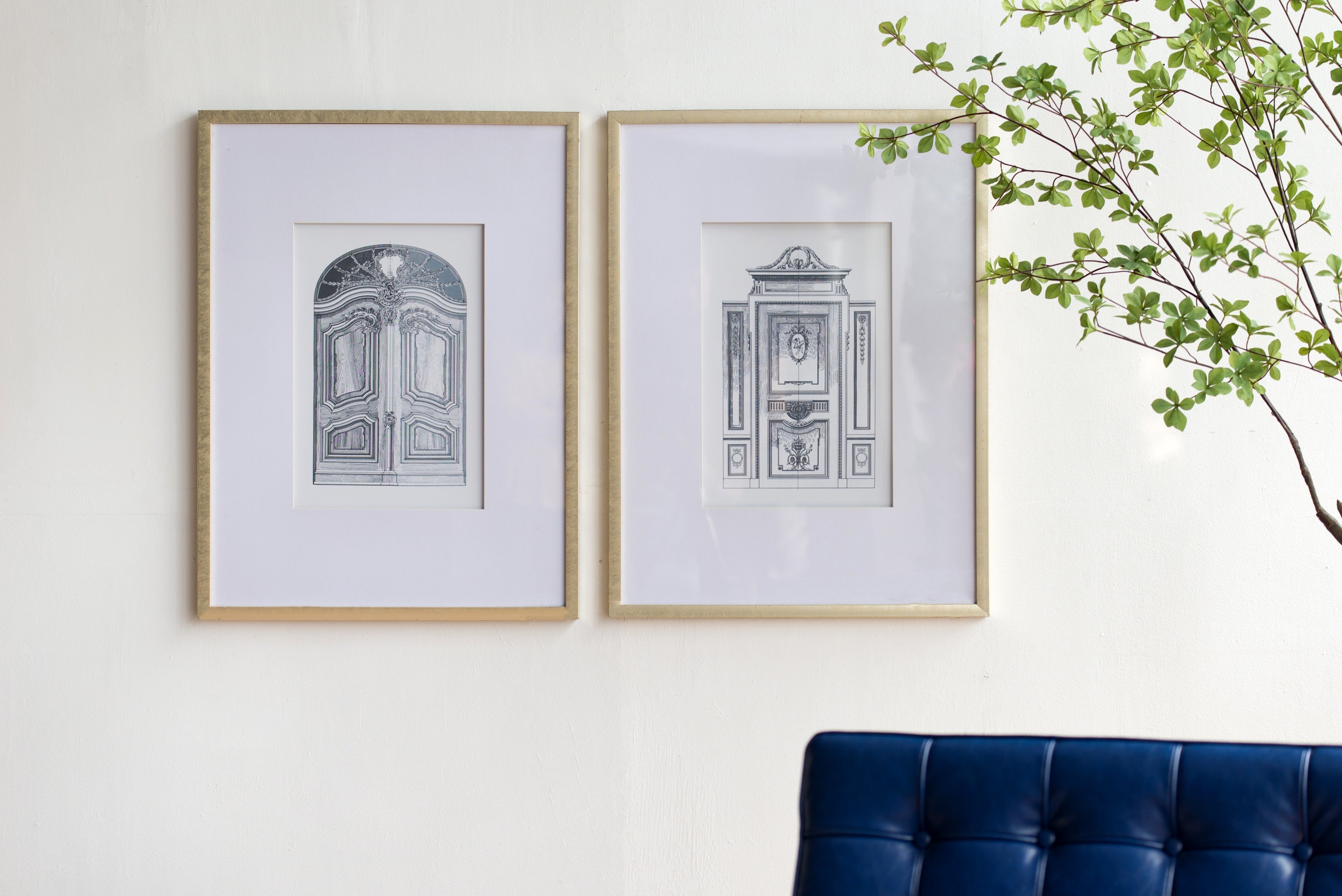 Fake Pencil Architectural Wall Art Decor 24" x 32" Set of 2