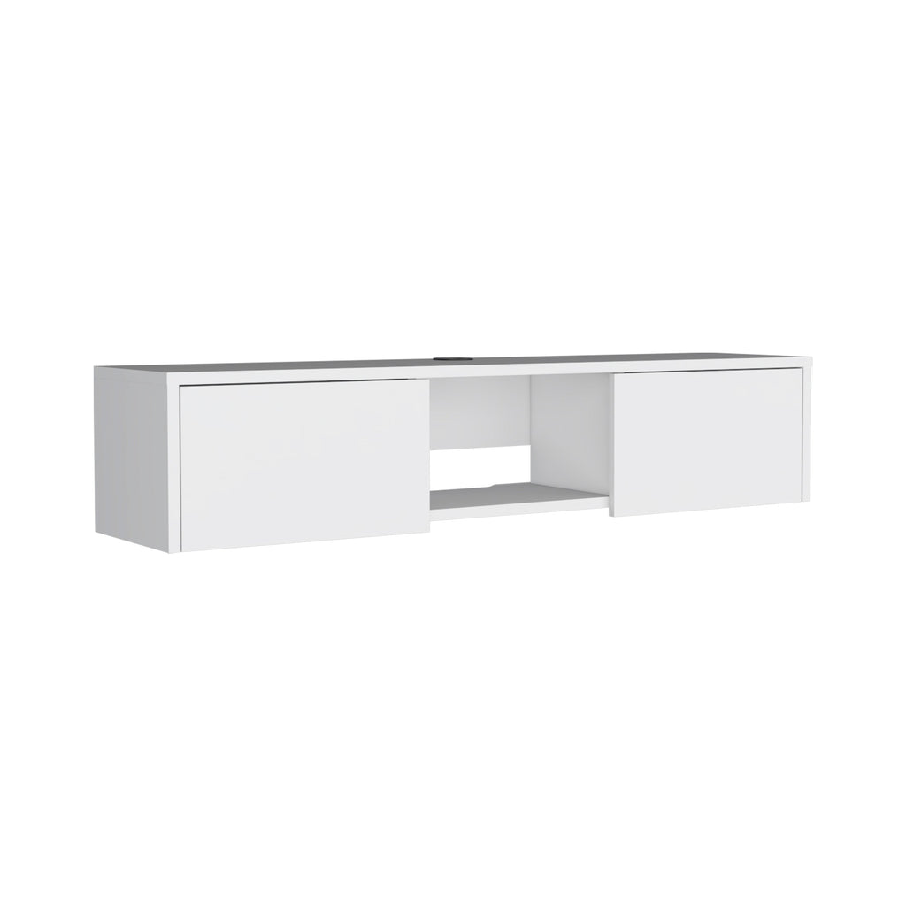 Glen Floating TV Stand with Side Doors and Media Shelf