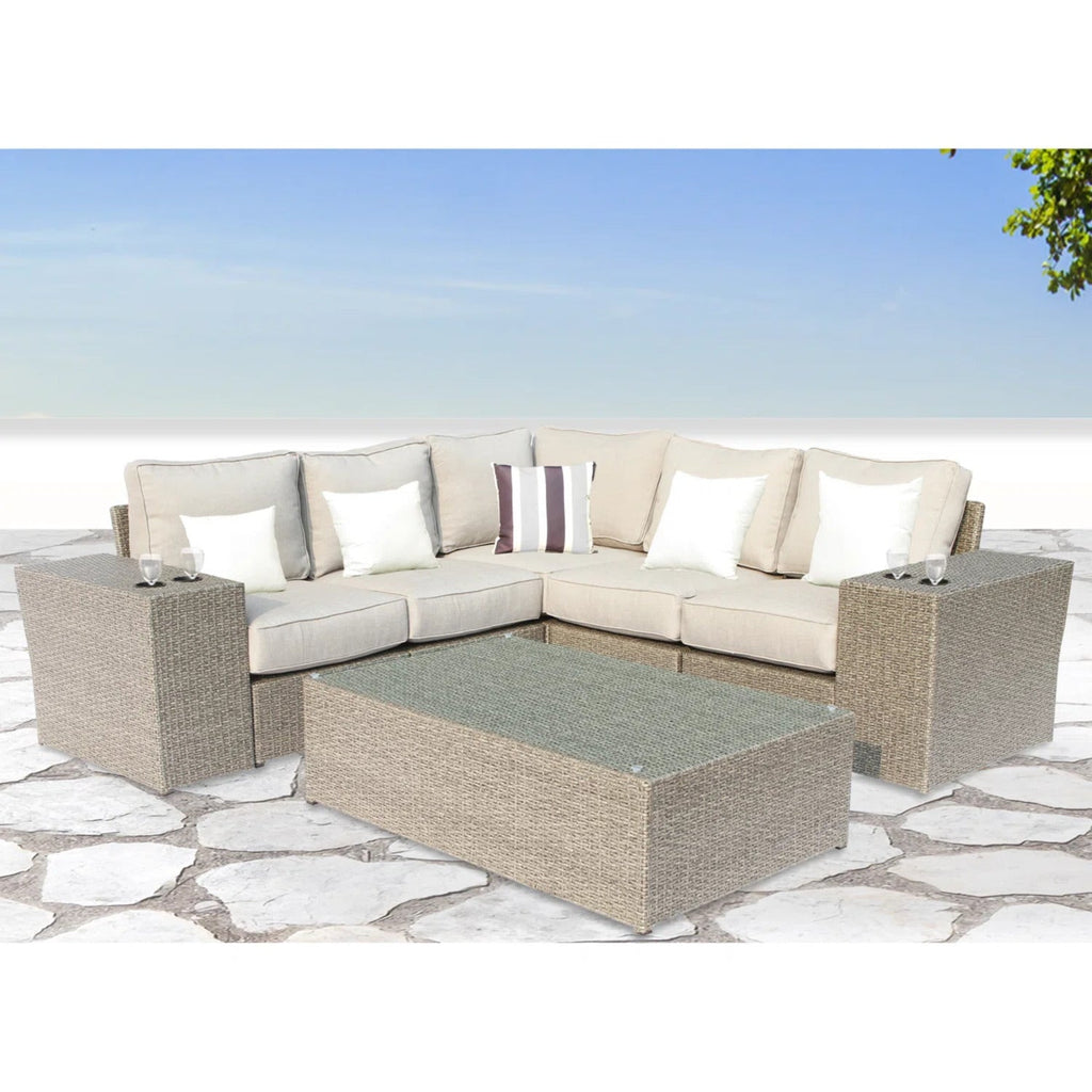 Outdoor Sectional Set HDPE Wicker Aluminum Gray 8 Piece Seats 4