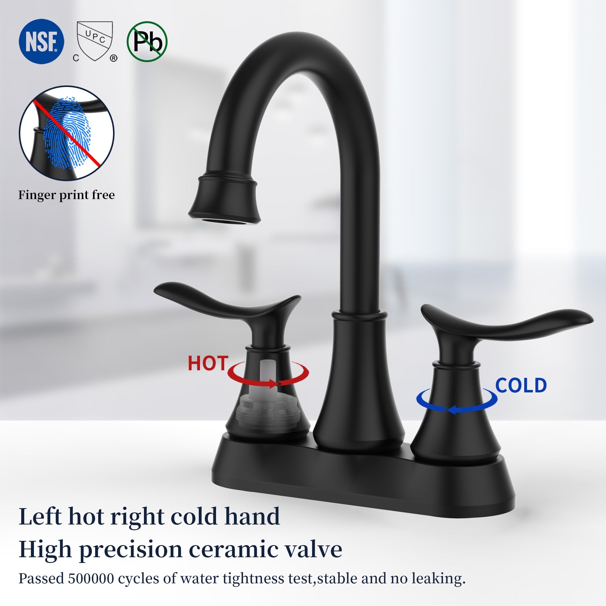 2-Handle 4-Inch Matte Black Bathroom Faucet with Popup Drain