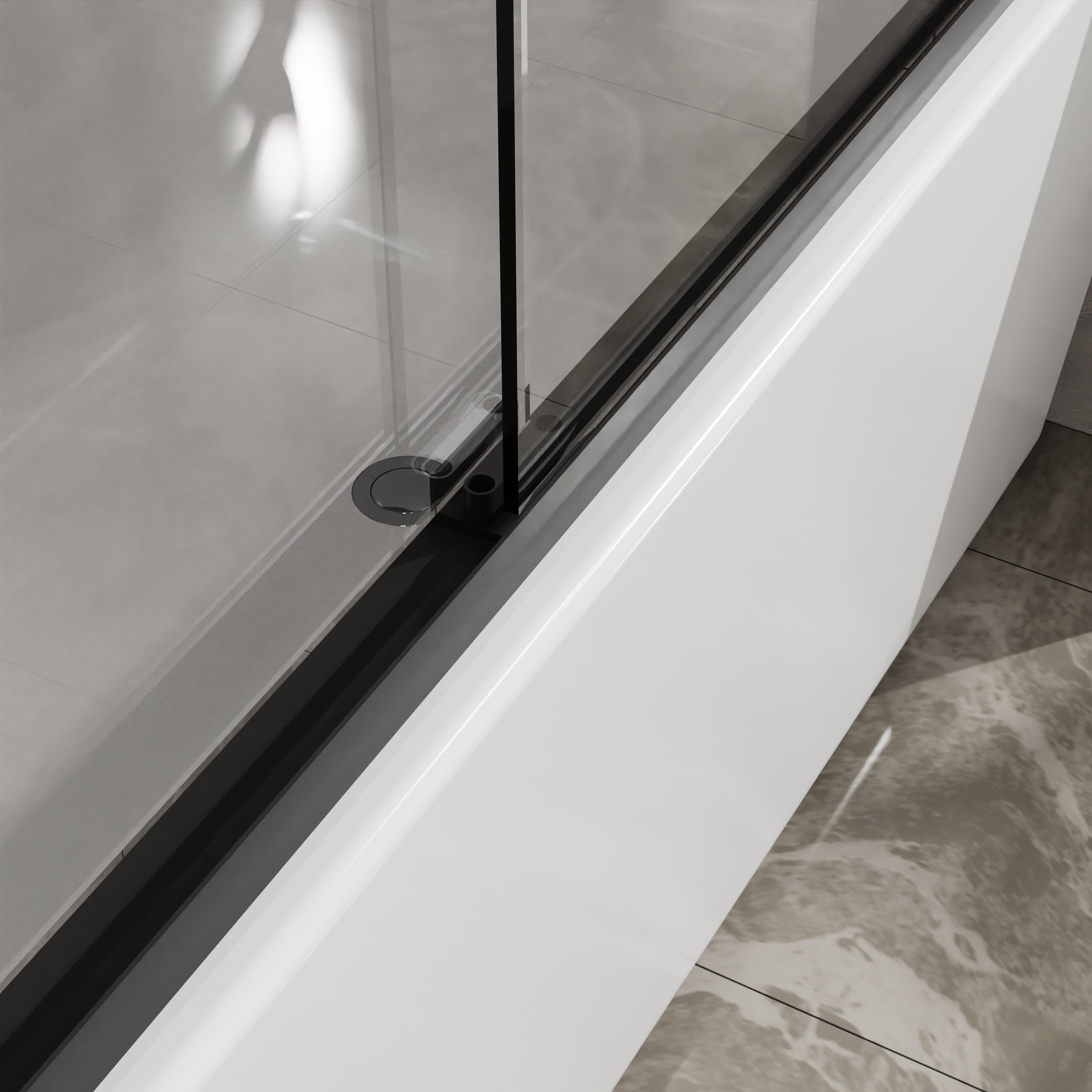 Double Sliding Bathtub Shower Door with SGCC Clear Tempered Glass, Matte Blac