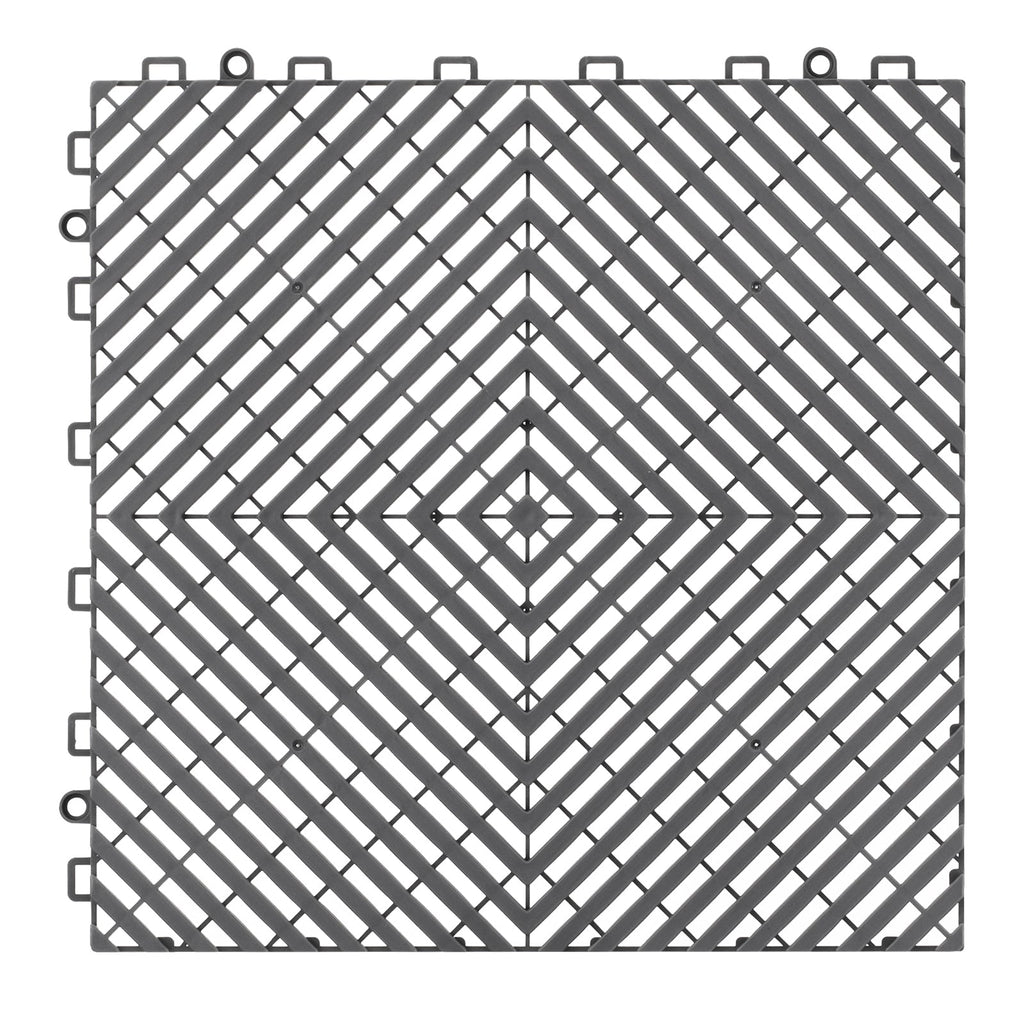 12" x 12" Interlocking Drainage Floor Tile Mat, 24 Pack Gray