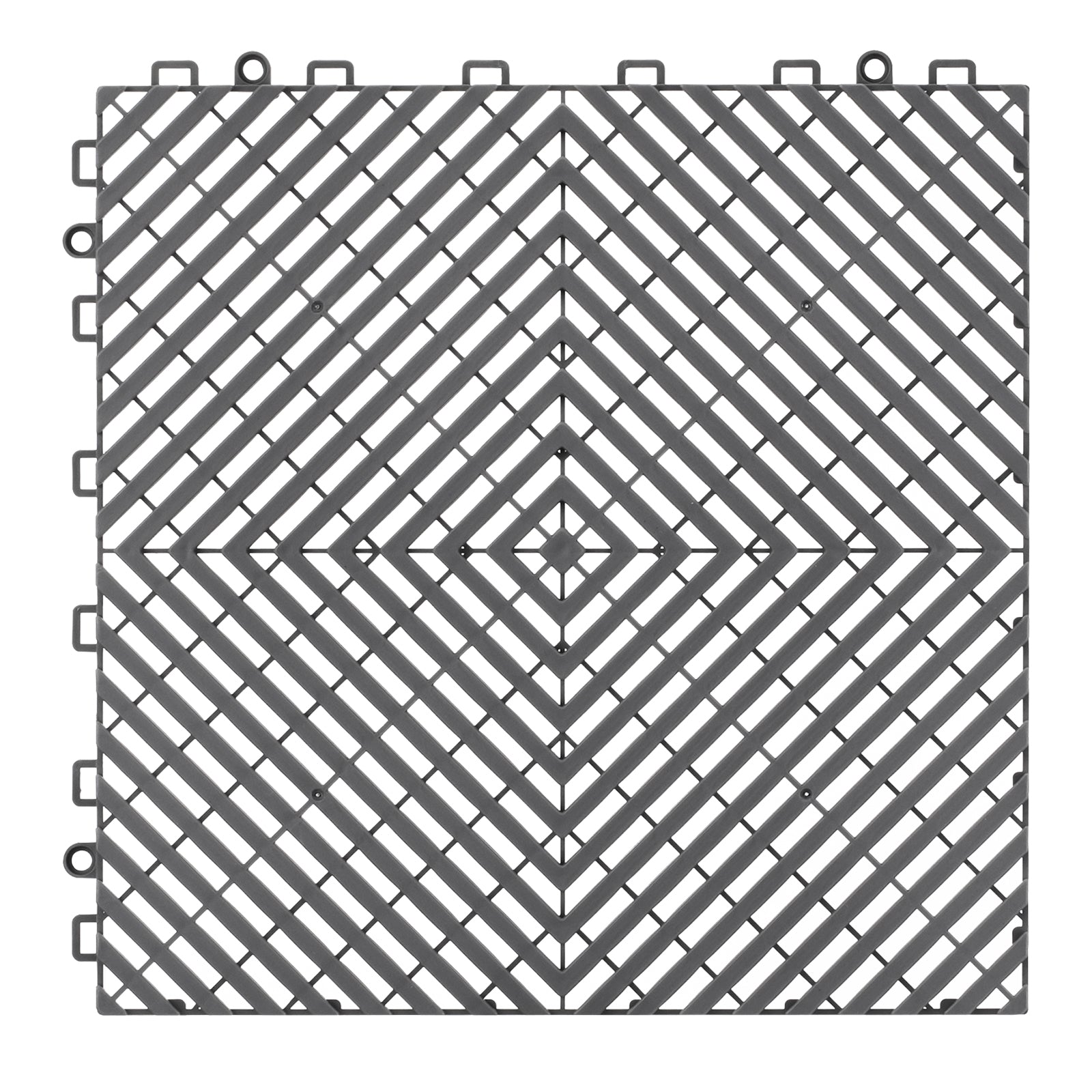 12" x 12" Interlocking Drainage Floor Tile Mat, 24 Pack Gray
