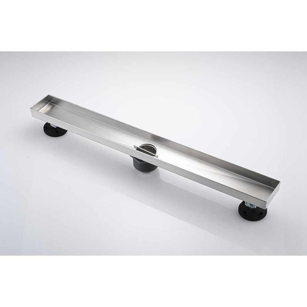 24 Inch Linear Shower Drain with Hair Strainer and Leveling Feet