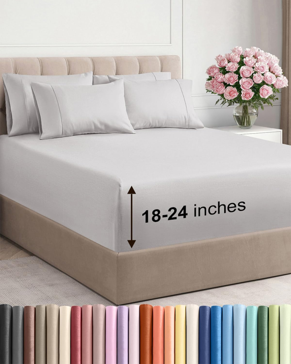 Extra Deep Pocket Sheet Set 4 Piece Breathable Soft Cooling Bedding Wrinkle Free