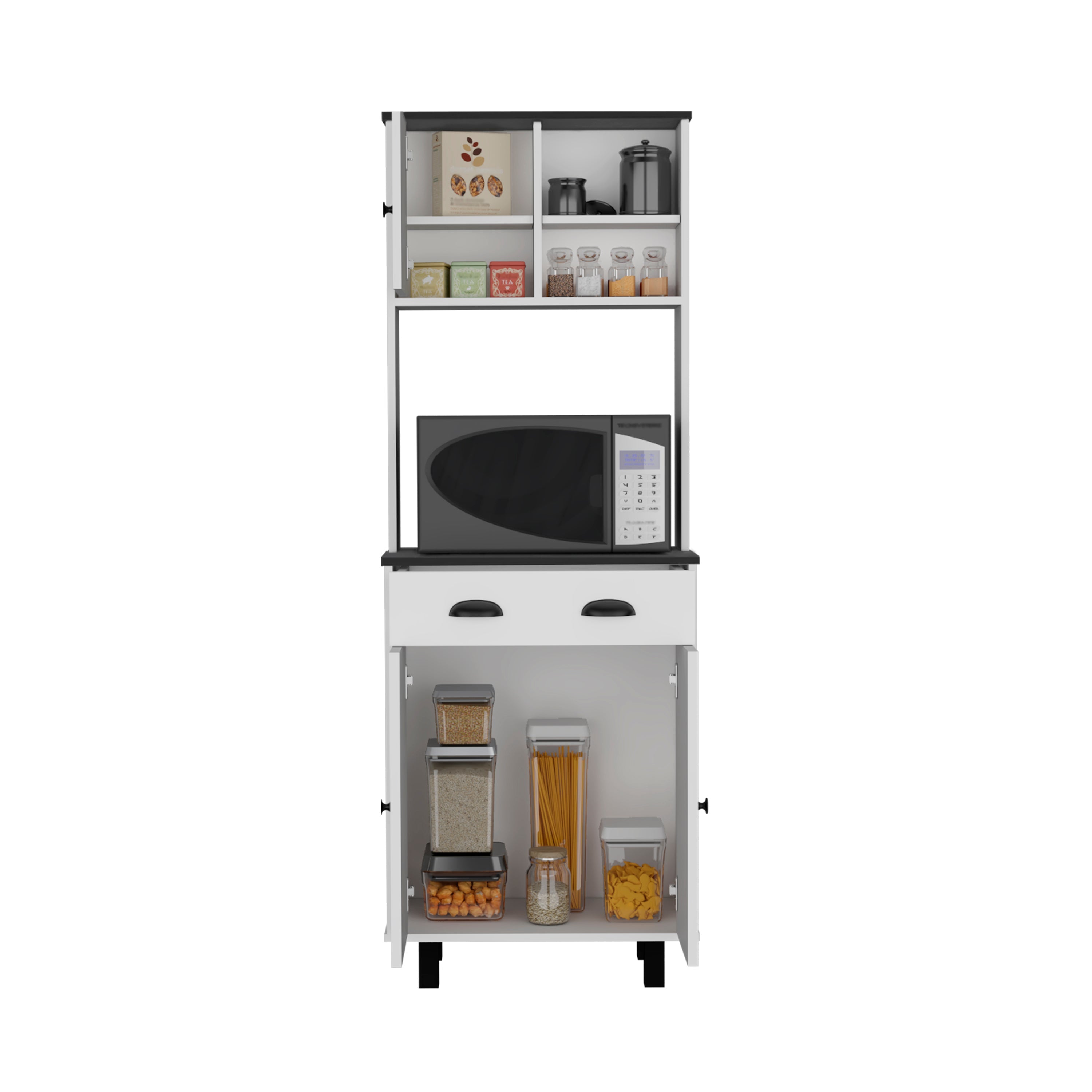 Salem Kitchen Pantry with 2 Cabinets, 2 Shelves, Drawer