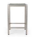43" Outdoor Aluminum Bar Table with PE Rattan Top, Grey Silver