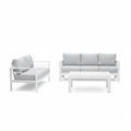 Outdoor Patio Set 3-Piece Aluminum White Gray Cushions