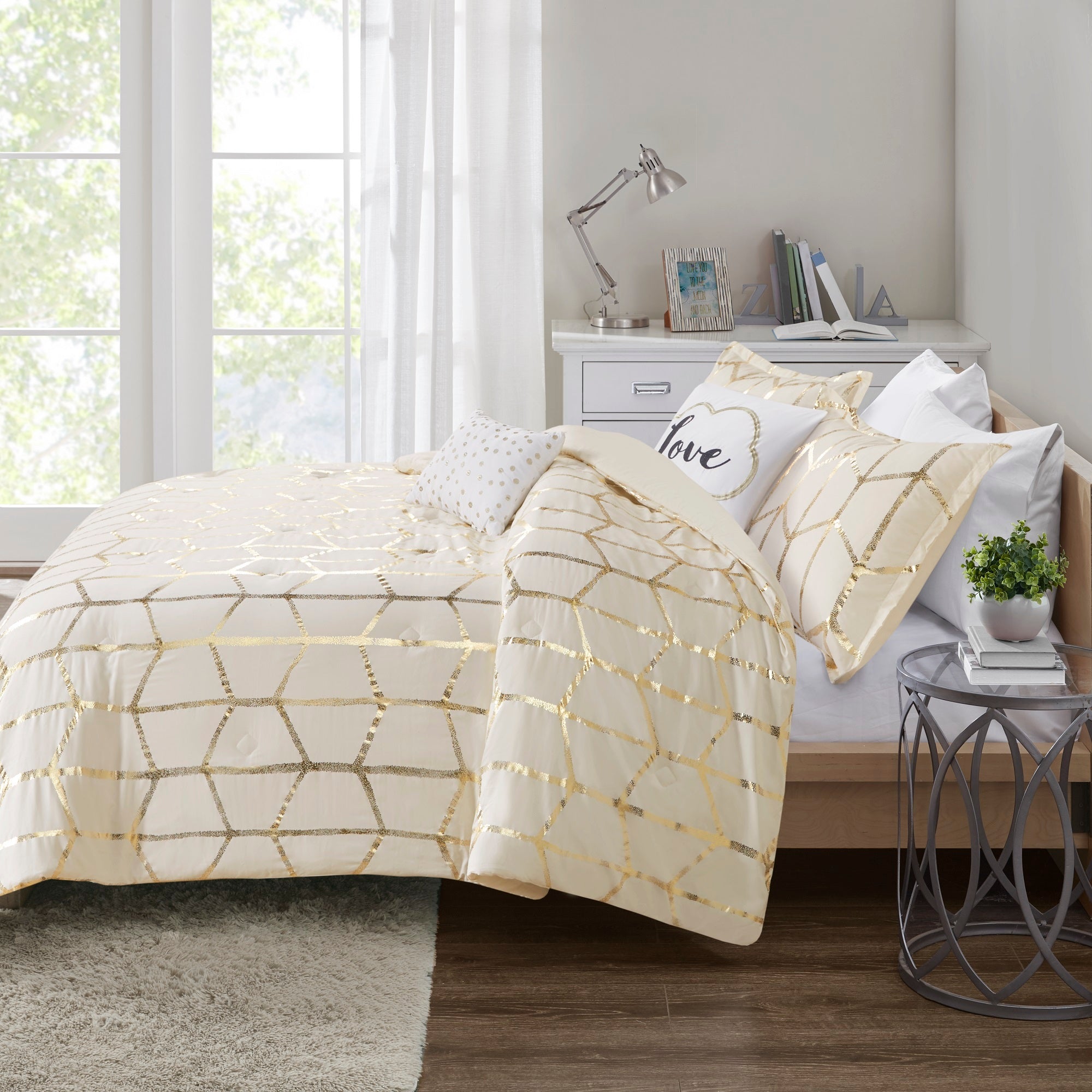 5-Piece King/Cal King 100% Polyester Brushed Printed Comforter Set