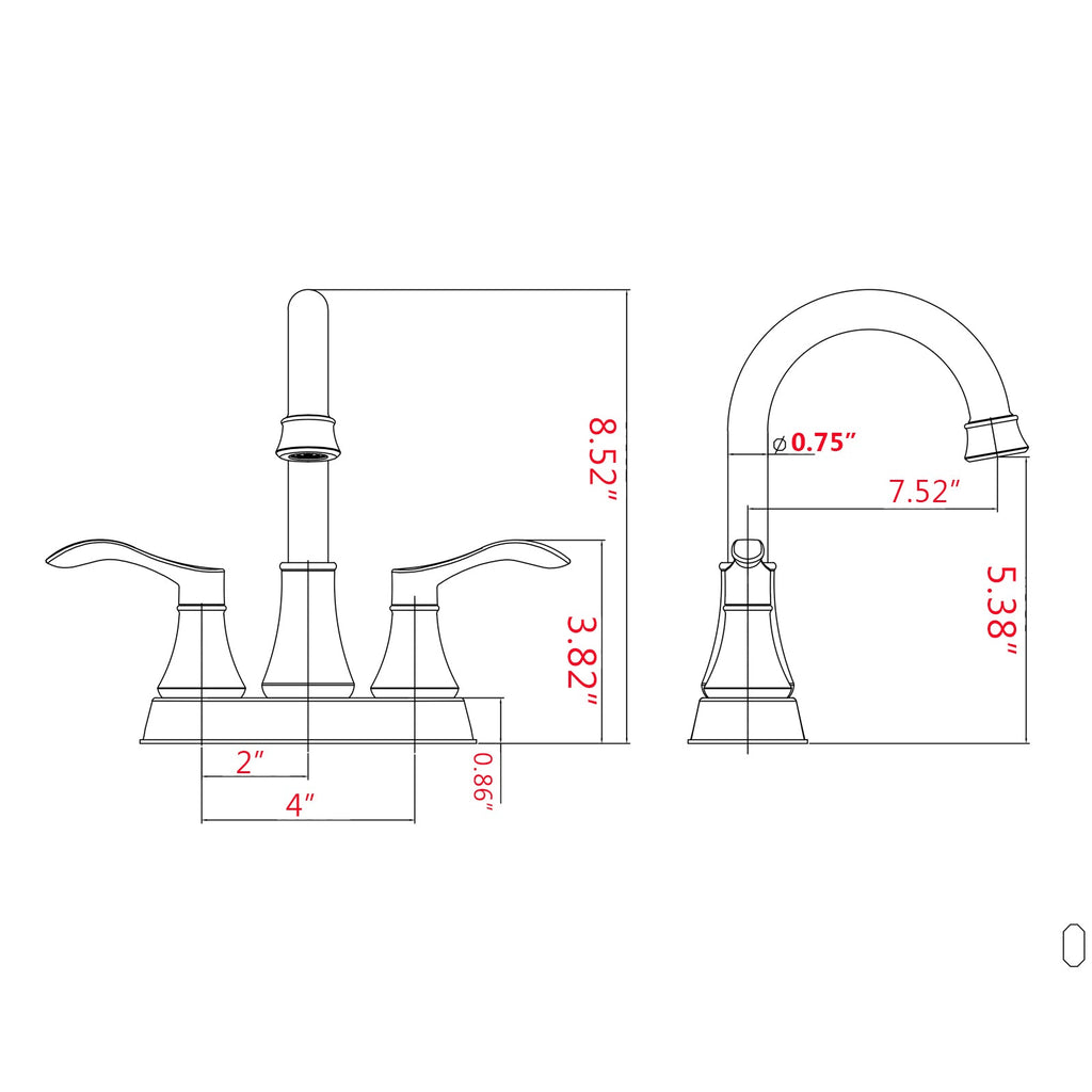 4" Centerset Bathroom Faucet 360 Swivel Spout Brushed Nickel