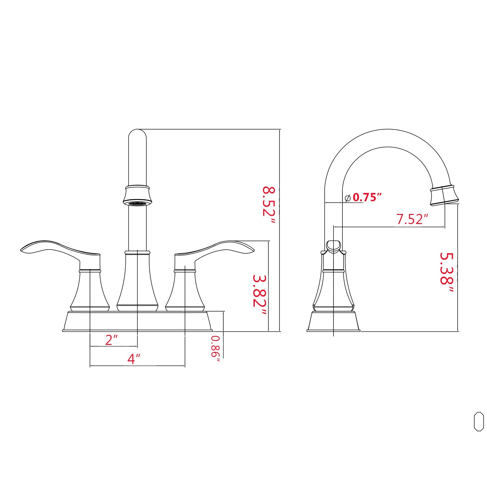 4" Centerset Bathroom Faucet 360 Swivel Spout Brushed Nickel