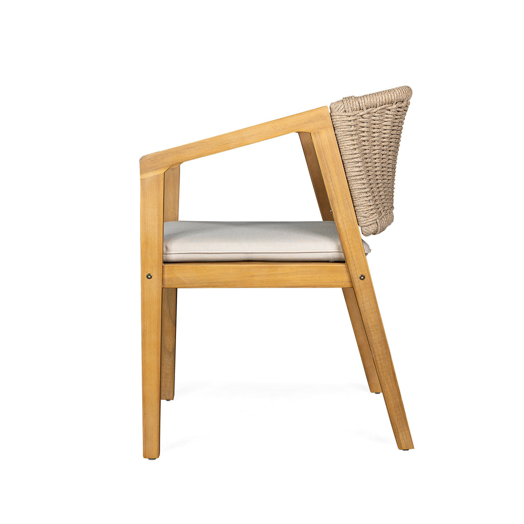 7-Piece Outdoor Dining Set Acacia Wood Table Rope Chairs