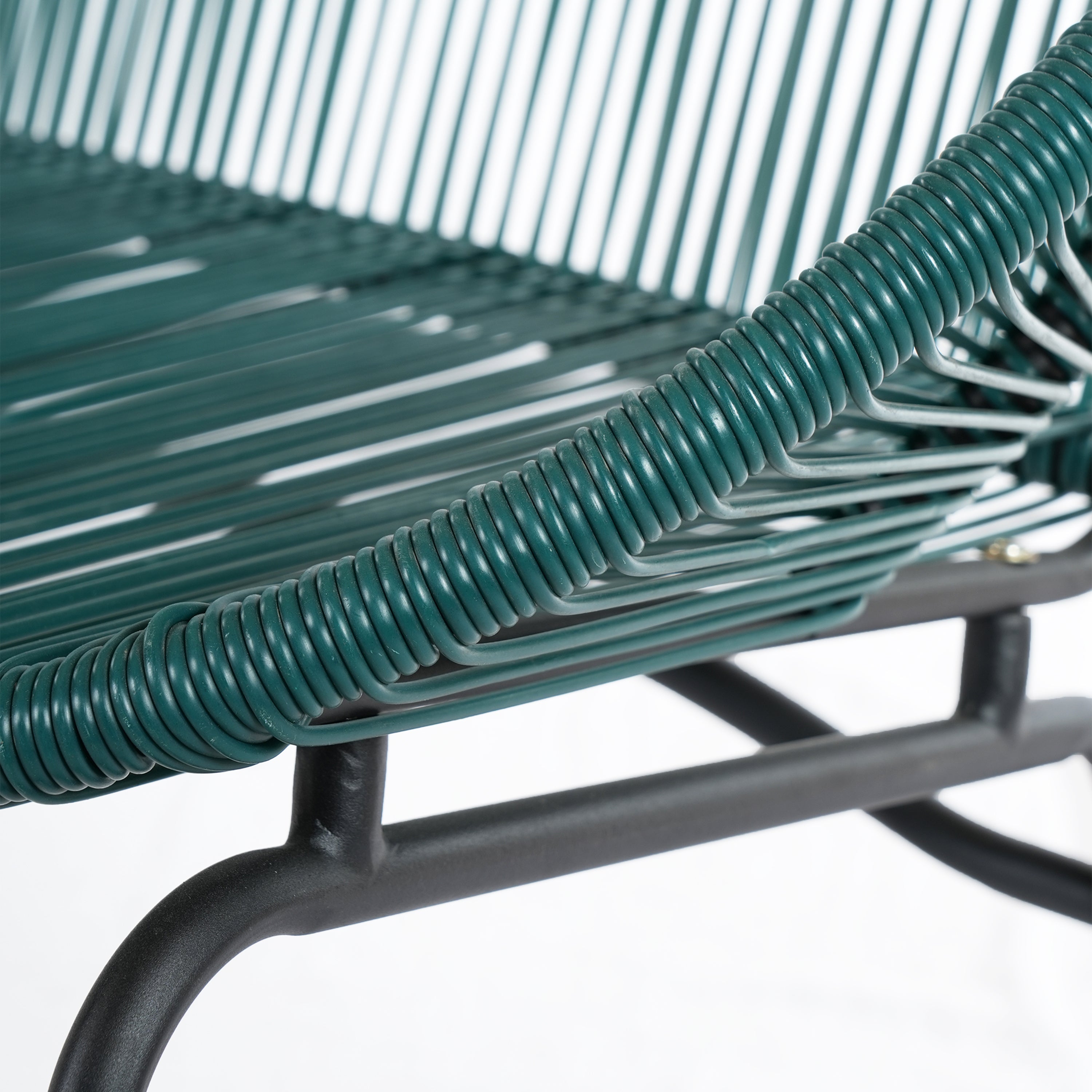 Green PE Rattan Outdoor Patio Wicker Loveseat with Iron Frame