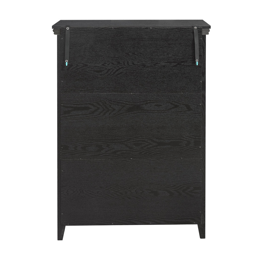 Black 5 Drawer Dresser Chest Cabinet Storage Organizer