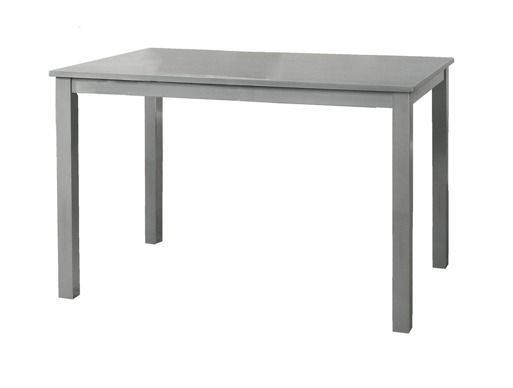 Grey 5-Piece Dining Set with Table and Beige Fabric Chairs