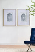 Fake Pencil Architectural Wall Art Decor 24" x 32" Set of 2