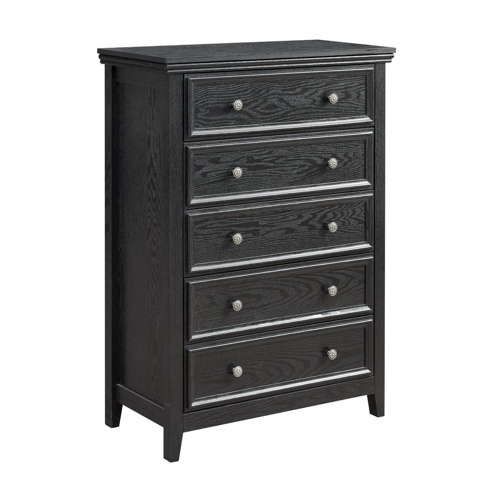 Black 5 Drawer Dresser Chest Cabinet Storage Organizer