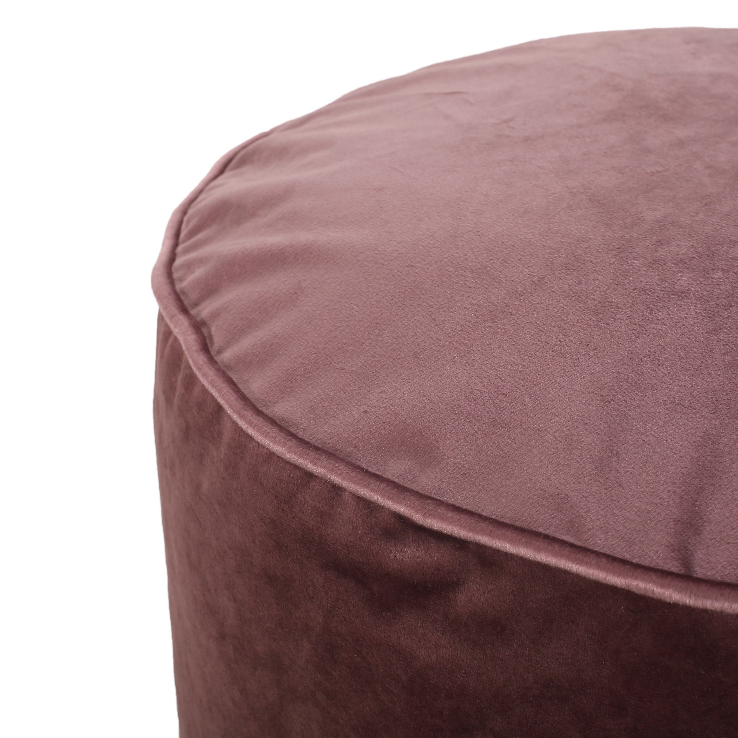 Shimon Velvet Cylinder Pouf Ottoman Blush Pink 16x16x16