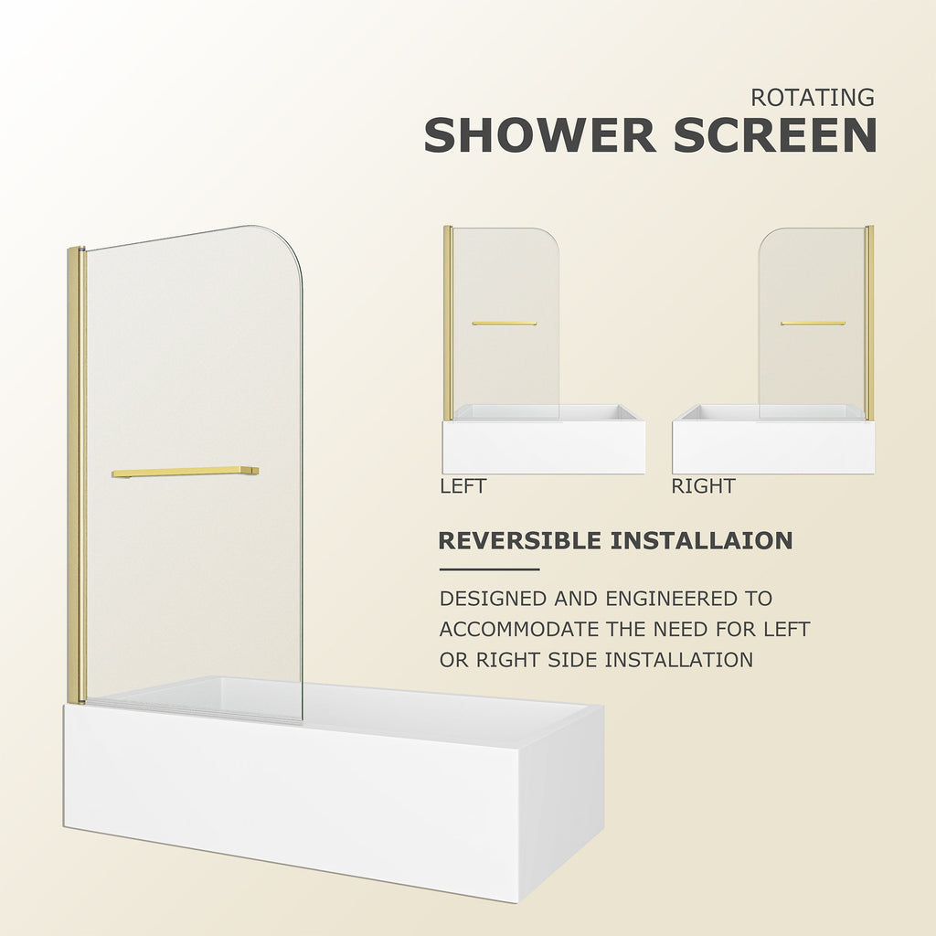 31"-32" W x 55" H Brushed Gold Frameless Pivot Shower Door