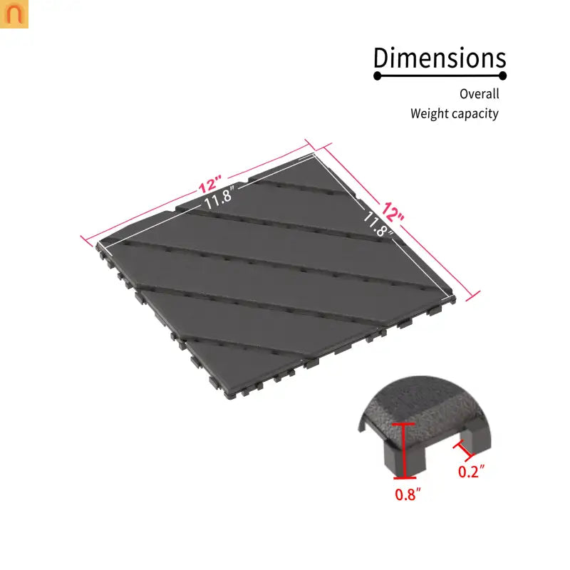 Outdoor Deck Tiles Interlocking PP Plastic Gray 12x12 in 44 Pack