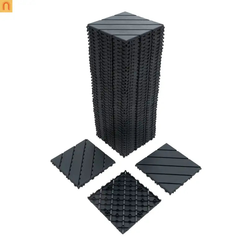 Outdoor Deck Tiles Interlocking PP Plastic Gray 12x12 in 44 Pack