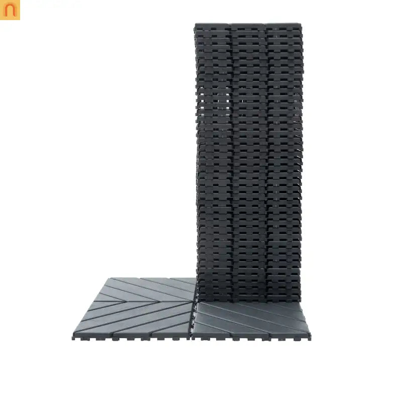 Outdoor Deck Tiles Interlocking PP Plastic Gray 12x12 in 44 Pack