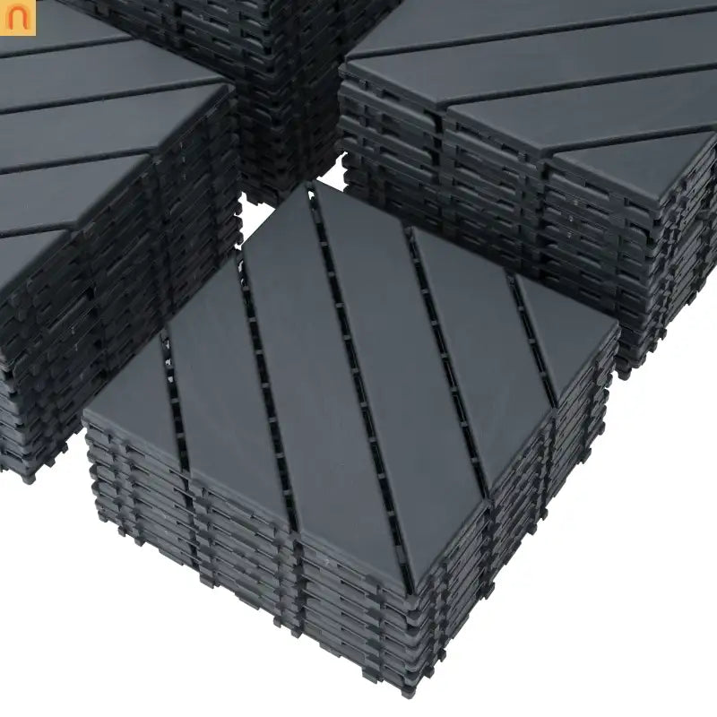 Outdoor Deck Tiles Interlocking PP Plastic Gray 12x12 in 44 Pack