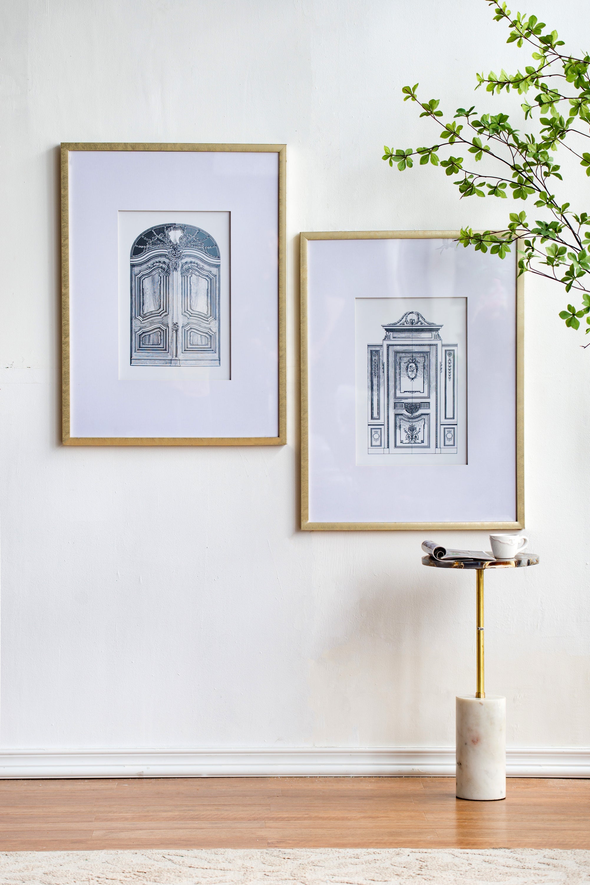 Fake Pencil Architectural Wall Art Decor 24" x 32" Set of 2