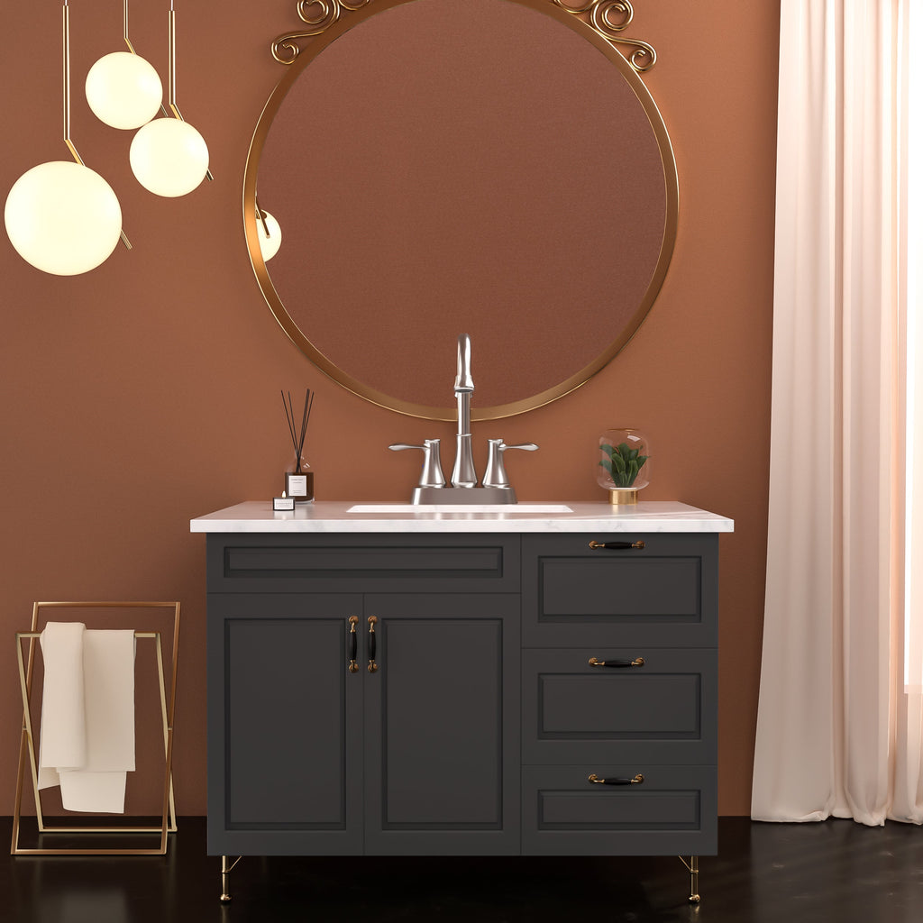 Brushed Nickel 4 Inch Centerset Bathroom Faucet with Drain