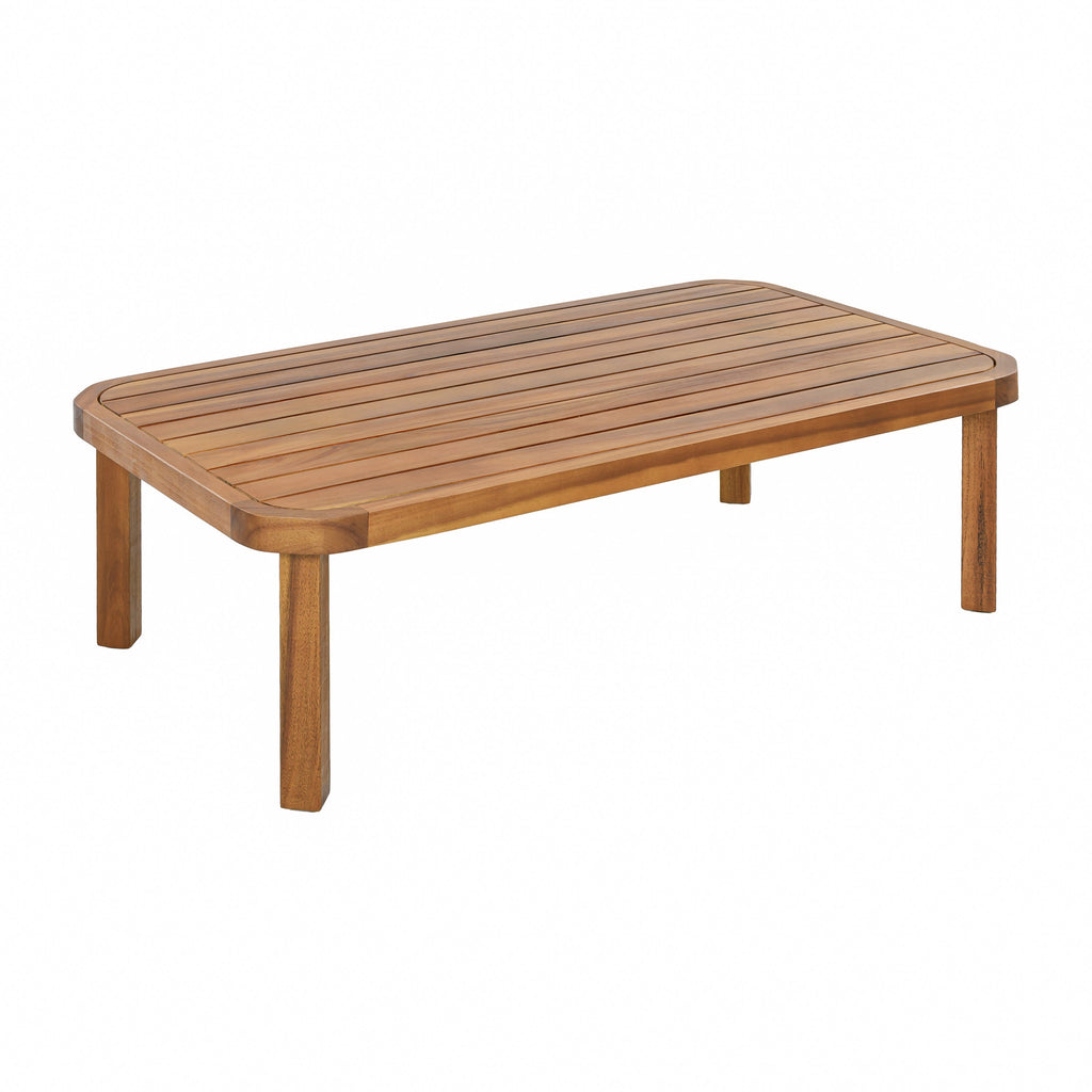 4 Piece Acacia Wood Patio Sectional Sofa Set with Coffee Table
