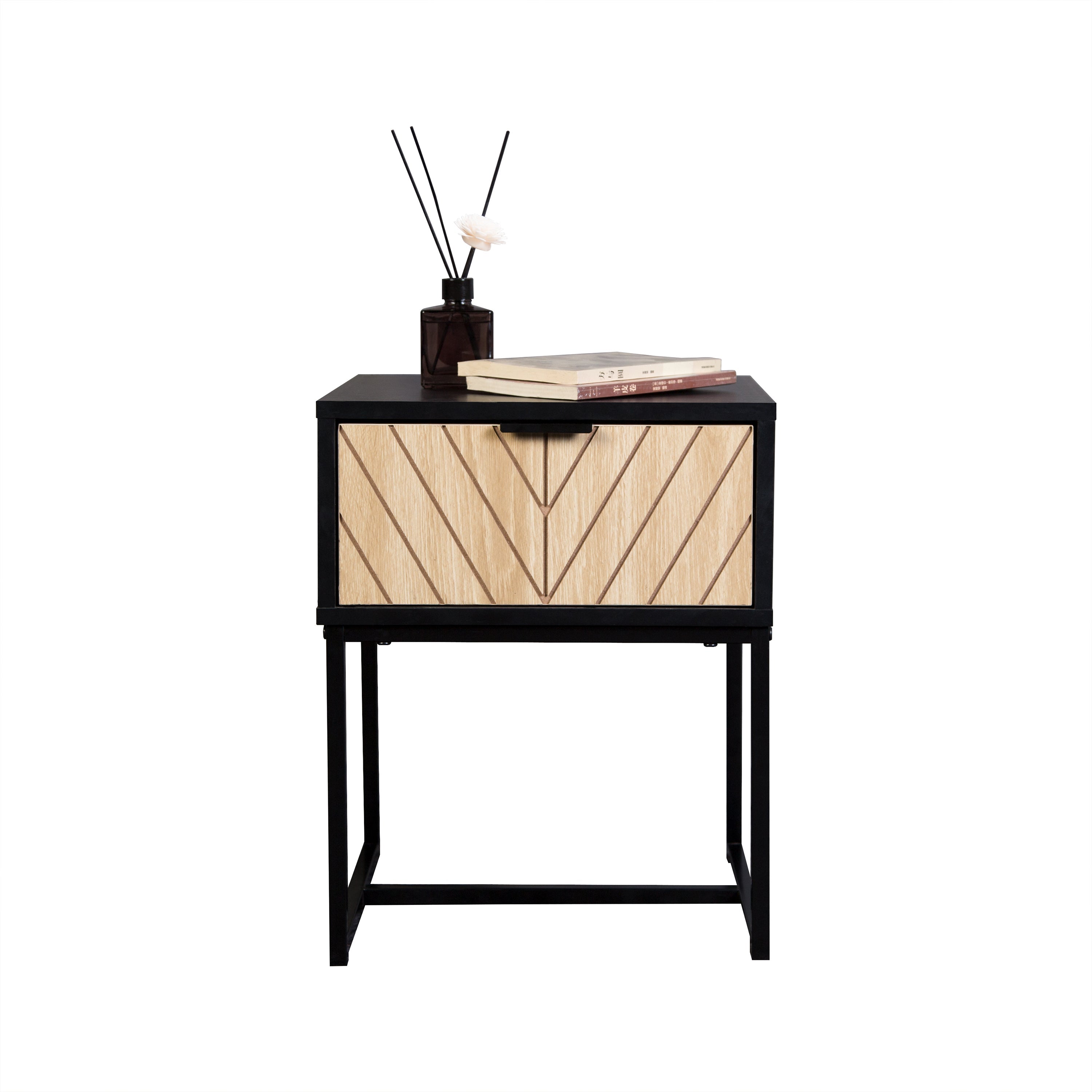 Black Wooden Console Table with Storage Drawer